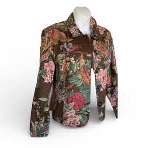 COLDWATER CREEK pretty floral tapestry jacket, multicolor blooms. M